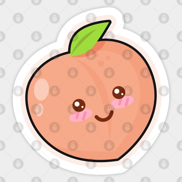 Cute Peach Cartoon Drawing Sticker by BrightLightArts